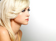 Beautiful blond woman with style hairstyle