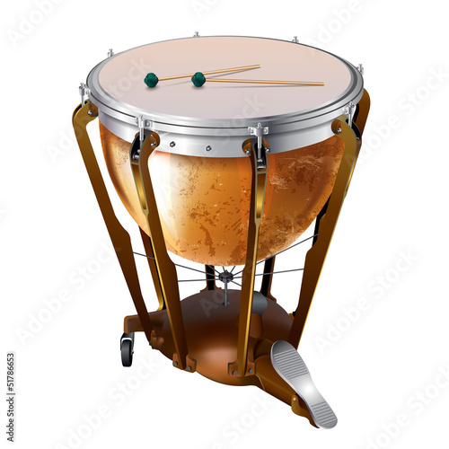 Vector: Classical timpani drum, isolated on white background Classical timpani drum, isolated on white background