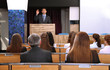 Business man is making a speech at conference room