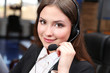Call center operator at work.