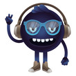 Vector funny monster with headphones and glasses