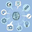 Vector creativity concept - brain and icons