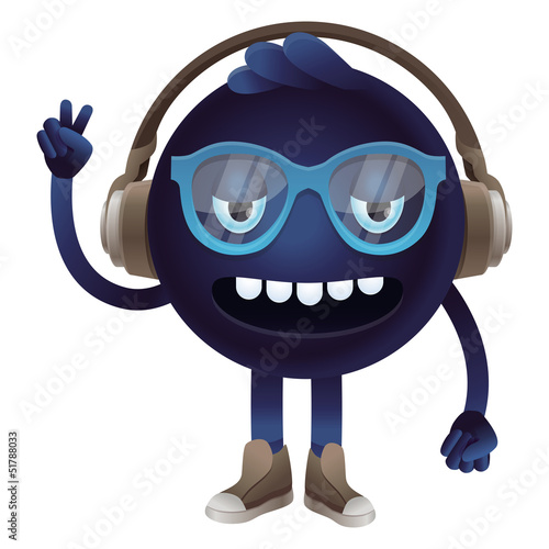 Vector: Vector funny monster with headphones and glasses Vector funny monster with headphones and glasses