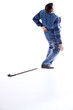 a young man with a cane