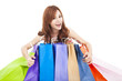 beautiful young woman holding  shopping bags