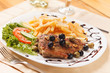 grilled steak with french fries