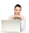 Portrait of beautiful business woman with laptop