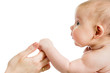 baby and mother hand isolated on white