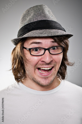 Photo: Fedora Wearing Caucasian Man With Big Smile Fedora Wearing Caucasian Man With Big Smile