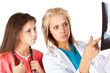 Two young female doctor with X-ray picture