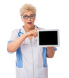 Mature doctor with tablet PC