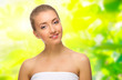 Young healthy girl on floral background