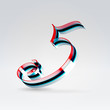Fantasy plastic 3d glowing ribbon typeface