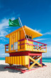 Colorful Lifeguard Tower in South Beach, Miami Beach, Florida