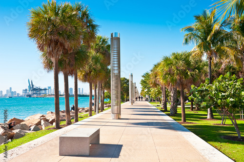 Photo: Walkway in park South Pointe in Miami Beach, Florida Walkway in park South Pointe in Miami Beach, Florida
