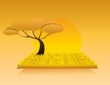 africa landscape and tree vector