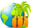 Earth, palm, 	luggage