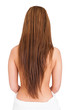 Woman In Towel With Long Brunette Hair Isolated On White