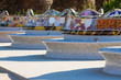 Detail closeup of mosaic in Park Guell, Barcelona