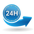 24 heures sur bouton web bleu