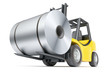 Forklift with rolls of steel sheet