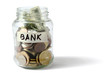Photo: money on the bottle,dollar,isola ted on white background money on the bottle,dollar,isola ted on white background