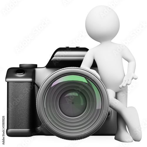 Illustration: 3D white people. Digital camera DSLR 3D white people. Digital camera DSLR