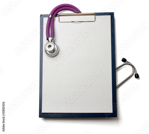 Photo: Medical clipboard and stethoscope Medical clipboard and stethoscope