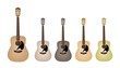 Beautiful Vintage Acoustic Guitars on White Background