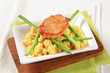 Marinated pork with couscous and green beans