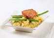 Marinated pork with couscous and green beans