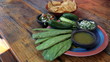 Cactus salsa chips plate