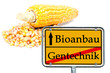 Maiskolben mit Schild Bioanbau