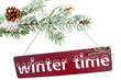 Foto: fir branch and sign - winter time fir branch and sign - winter time