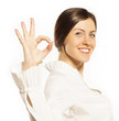 businesswoman showing the sign ok