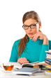 college girl learning