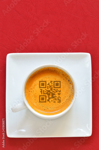 Photo: Cup of espresso and smartphones code Cup of espresso and smartphones code