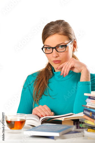 Photo: college girl learning college girl learning