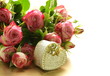 Photo: pink roses and box with gifts pink roses and box with gifts