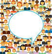Speech bubble and icons of different people