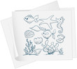 A paper with a drawing of the different underwater species