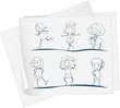 A paper with a drawing of playful kids
