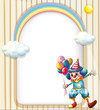 An empty surface with a clown holding balloons