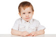 Photo: Portrait of little boy, isolated on white Portrait of little boy, isolated on white