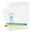 A paper with a drawing of a person standing