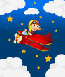 A red airplane with a boastful monkey