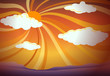 A sunset view with clouds