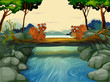 Two squirrels at the river