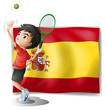 Vektor: A tennis player in front of the Spanish flag A tennis player in front of the Spanish flag