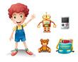 A young boy and his toys